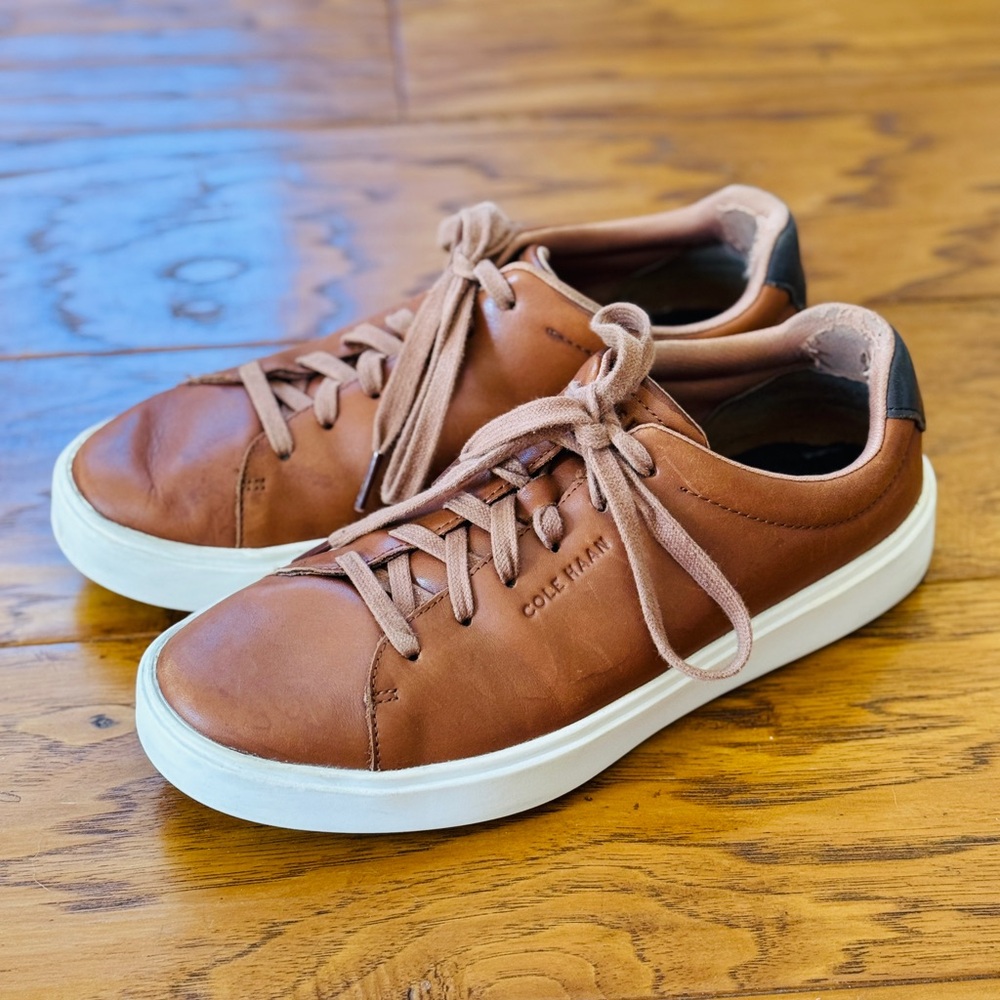 COLE HAAN Grand Crosscourt Traveler British Tan Leather Sneaker Men's Size 8 M - Picture 3 of 14